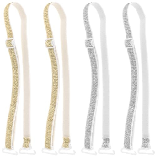 SEWOART Detachable Bra Straps Replacement Decorative Gold Sequin Bra Straps Removable Shoulder Straps for Women Suitable for Halterneck Vest Tube Dress 2 Pairs