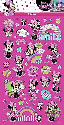 Sticker für Kinder als Mitgebsel Geschenk Spiel | Frozen Paw Patrol Minions Dinos Cars Peppa | Aufkleber Kindersticker Kindergeburtstag Geburtstag, Formatvorlagen Name: Minnie Mouse, 28 Sticker