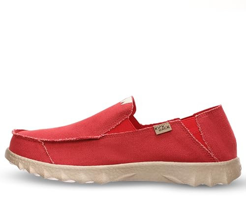 Kickback Couch Classic - Zapatos Hombre Lona Ligeras Slip On Mocasines - Casual Hombre Slips On o Slide In - Red - EU45