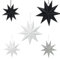 FainFun 5 Stück Weihnachtsstern Papier, Weihnachtssterne Fenster, Papiersterne zum Aufhängen, Sterne Papier Deko für Weihnachten, Zimmer, Wohnzimmer 3xΦ30cm, 2xΦ45cm (Schwarz/Weiß/Grau)