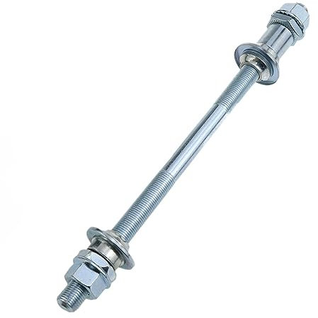Meuey Lyot Fahrrad-Achse, 190 mm, für Fahrrad, mehrere Geschwindigkeiten, Hinterachse, 3/8 Zoll, Silber, 26 TPI Nabe, Kontermutter, Unterlegscheibensatz – 1 Stück