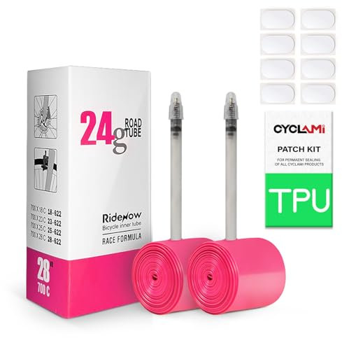 2er-Pack 24g TPU Schlauch Rennrad Ultraleichter Inner Tube FV45/65/85mm Ventil,kompatibel 700x18/23/25/28C Fahrradschlauch