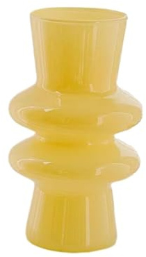 Fenteer Glas-Blumenvase, dekorativer, exquisiter Blumenbehälter, Hydrokultur-Vasen-Blumenstraußhalter, Hochzeits-Heimdekoration, Großes Gelb