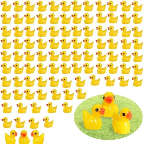 Yuaiosn 100 stück Mini Enten Figuren, Tiny Resin Duck, Mini Resin Ducks, Enten Mini Tierfiguren für Aquarium Miniaturgarten Puppenhaus Handwerk Topfdekorationen zum Selbermachen