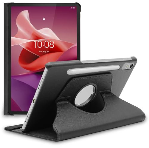 ebestStar - Hülle für Lenovo Tab P12 (2023), Drehbar Schutzhülle, PU-Lederhülle, Rotierende Ständer Etui, Rotating Case Cover, Schwarz