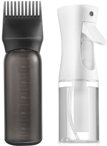 URRANEE Hair Applicator Bottle-Root Comb Applicator Bottle and Continuous Spray Bottle, Hair Spray Bottle and Oil Applicator for Hair (Black)