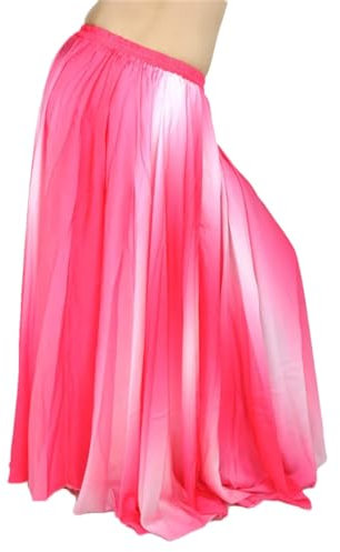 Disimlarl Dancewear Colore Gradiente Danza del Ventre Gonne Lunghe Professionale Danza del Ventre Gonna di Raso, Fucsia, Taglia unica