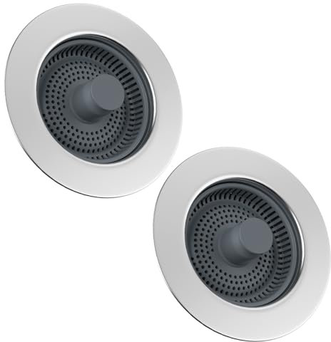 Hibbent 2pcs Upgraded 3 in 1 Kitchen Sink Plug, Kitchen Sink Strainer and Stopper,Stainless Steel, Kitchen sink strainer, Anti-Clogging, Universal Sink Strainer, Prevent Odors-Sinks Depth > 22mm