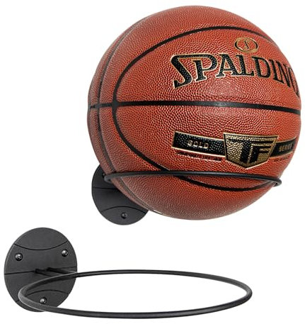 PUERSI Ball Halterung Wand Ballhalter Basketballhalter Wandhalterung 2er-set, Wandmontage Wandhalter für Basketball Fußball Volleyball, Metall Schwarz