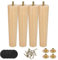 VIDETOL 4 Stück Möbelfüße Holz Rund, Tischbeine Holz 20 cm mit Gummipads, Schrauben und Montageplatten, Konisch Holzfüße für Möbel, Sofa, Bett
