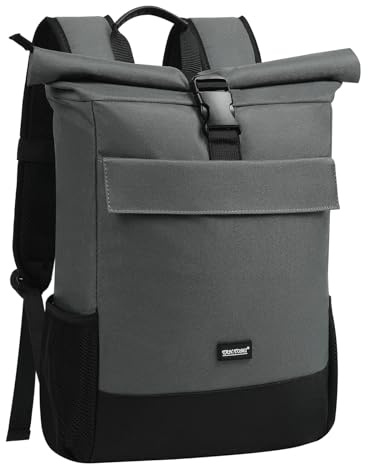 TANTOMI Rolltop Rucksack Damen Herren, Laptop Rucksack Wasserdicht Backpack Schulrucksack Tagesrucksäcke mit laptopfach für Schule Fahrradfahren Freizeit Reise
