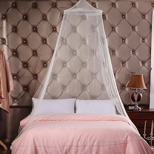 Mosquiteros para Cama FaJoek Mosquitera Cama Individual, Mosquitera Cama Matrimonio, Mosquito Net,White Dome Malla de Mosquitera, Mosquitera Cama Grande (Redondo Blanco)