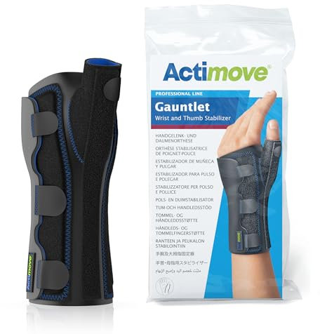 Actimove Professional Line Gauntlet Stabilizzatore per polso e pollice, mano destra/sinistra, nero, XL