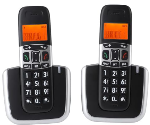 Telefono Cordless DECT 6.0, Lunga Portata e Suono Chiaro, Chiamate in Vivavoce Full Duplex, Ampio Schermo Retroilluminato e Tasti Grandi, per Casa e Ufficio (Spina europea)
