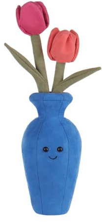 Apricot Lamb Blume Tulpen Vase Pflanze Blume Plüschtiere für Kinder, weiche niedliche Kuscheltier für Baby Mädchen und Jungen, Flauschige Blume Tulpen Vase Blau Rosa 38 cm