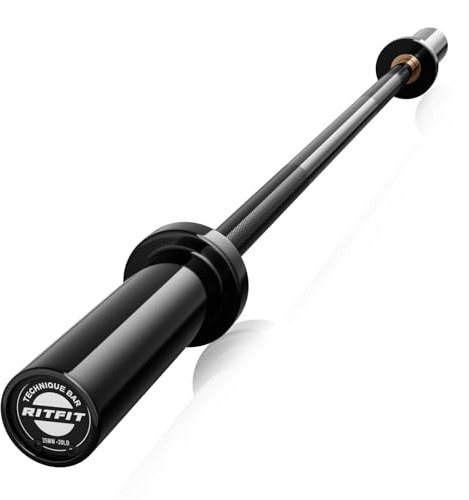 RITFIT Olympische Langhantel 1,2 m/1,8 m - 5,1 cm Hantelstange für Krafttraining, Gewichtheben, Kniebeugen, Kreuzheben, Bankdrücken, Curl, Überkopfdrücken, 158,8 kg/227 kg Kapazität, 1,2 m, Schwarz
