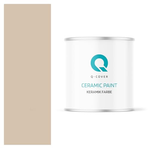 Q-COVER Keramik Farbe 2L (ca.14m²) Beige Wandfarbe Innenfarbe Abwaschbar Klasse 1 Mattfarbe Deckenfarbe Scheuerfest Küche Bad Treppen Ceramic Hohe Deckkfraft