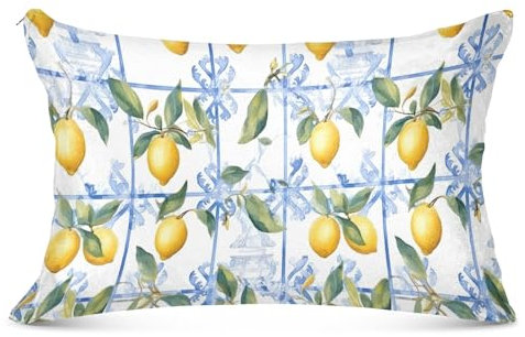 CHIFIGNO Kissenbezüge, sizilianischer italienischer Stil, Zitronen, rechteckig, für Sofa, Couch, Bett, 50,8 x 101,6 cm