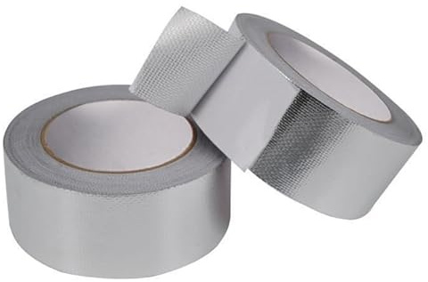 BITHAI 2pcs Glass Fibre Aluminium Foil Adhesive Tape, Duct Insulation Tape High Temperature Heavy Duty Metal Tape Reinforced Aluminum Foil Tape Waterproof Tape, Silver 30mm*20m (50mm*20m)
