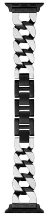 Michael Kors Cinturino da donna in acciaio inossidabile o acetato, compatibile con Apple Watch® da 38 mm/40 mm/41 mm, 185+/- 5MM, Nero e bianco