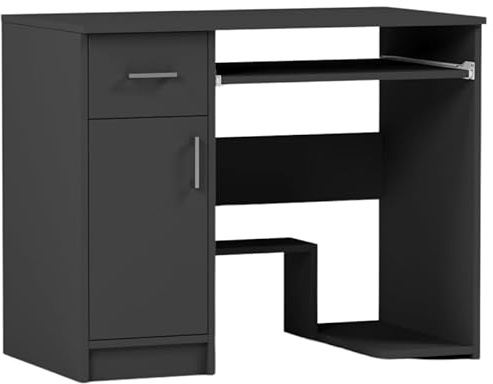 Framire Schreibtisch N-10 Anthrazit 90x50x73 cm – Kleiner Computertisch mit 1 Schublade, Schreibtisch für Schlafzimmer, Wohnzimmer & Studio, Modern N-10