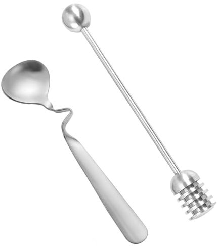 Alriedy Lot de 2 cuillères à miel en acier inoxydable pour miel, yaourt, sirop, idéales comme cuillère à miel, cuillères à miel WMF, cuillères à confiture pratiques en verre