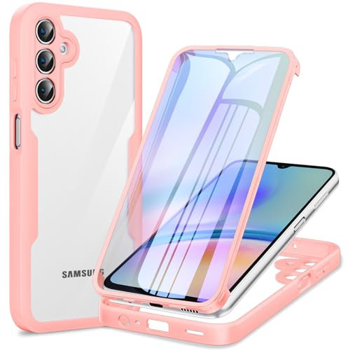 Phoona 360 degrés Coque pour Samsung Galaxy A05S avec Transparent Protection d'écran, Silicone Antichoc écran Coque, Anti-Rayures Intégrale Étui Housse pour Samsung A05S, Rose