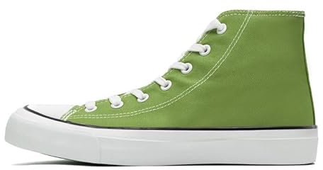 Ladies Fashion Trainers High Top Canvas Shoes for Women Men Classic Lace Up Plimsolls Pumps Sneakers Casual Tennis Walking Shoes Lemon Green