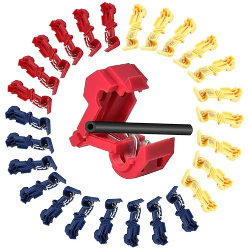 KATIMI 60 Stück Stromdieb Kfz, Anschlussklemmen für Mähroboter, Begrenzungskabel Ladestation, Abisolierfreies T-Abzweigverbinder Schnellverbinder, Abzweigklemmen Stromdieb für Rasenmäher Rasenroboter