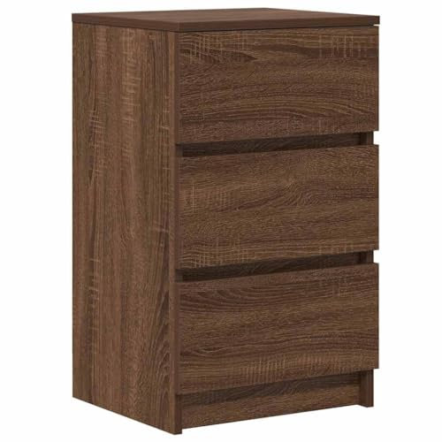 vidaXL Nachttisch mit 3 Schubladen Braun Eichen-Optik 39x35x65 cm, Nachtschrank, Nachtkommode, Betttisch, Nachtkonsole, Bettschrank