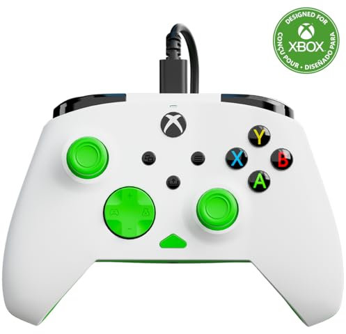 Turtle Beach Rematch Core Bianco/Verde - Gamepad cablato - Con licenza per Xbox Series XS, Xbox One e PC - Pulsanti audio, motori Rumble e grilletti a impulsi, cavo da 3 m