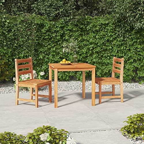 Fasba 3-TLG. Garten Essgruppe Holz, Balkongarnitur 3 teilig, Balkonmöbel Kleiner Balkon, Bistrotisch mit 2 Stühlen, Massivholz Teak/ 3157177