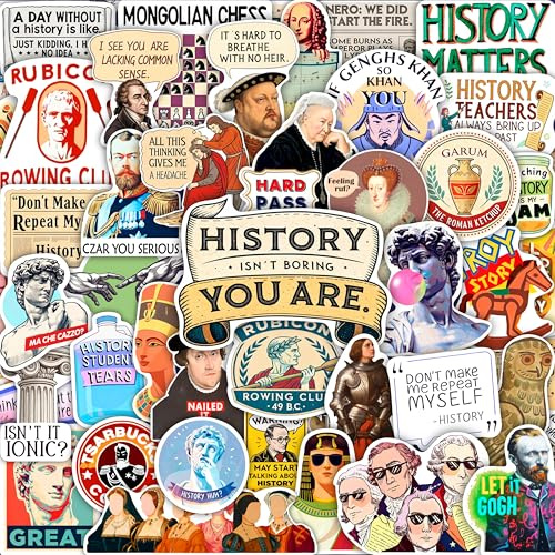 100Pcs History Stickers, Social Studies Stickers - History Gifts for Teachers, Party Favors - Gift for Women & Men