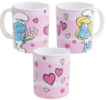 Die Schlümpfe Tasse - Schlumpfine Kaffeetasse Becher Kaffeebecher aus Keramik 320 ml Rosa