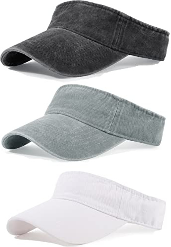 3 Pack Sun Visor Hats Cooling Lightweight Sports Adjustable Twill Cotton Run Visors