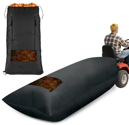 Patelai Lawn Tractor Leaf Bag, Grass Catcher Bag for Riding Lawn Mower 78.7 x 52 Inch Large Capacity with Strap Rope Vent Hole and Zipper for Fast Leaf Collection Heavy Duty Material Collection System