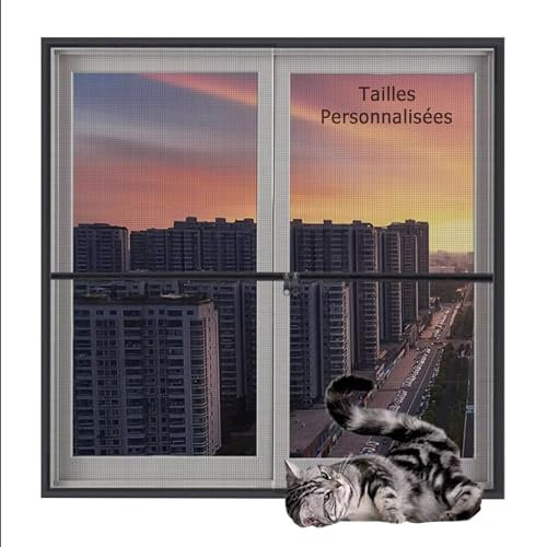 DUOLEH Tailles Personnalisées Protection Fenetre Chat, Barrière Chat Balcon sans Percer, Moustiquaire pour fenêtres, Filet Écran Insecte pour Bureau Maison Balcons