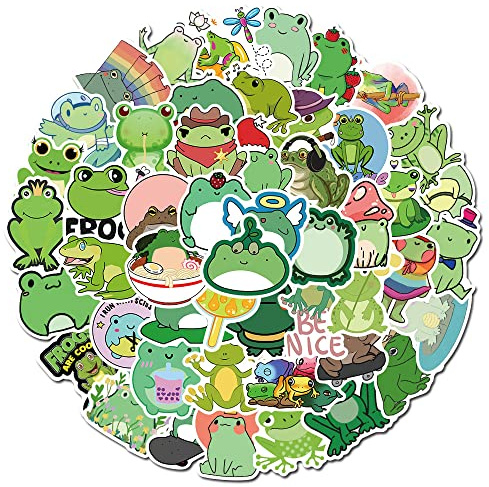 TMZELOA 50 Stück Kleintieraufkleber, Frosch Stickers Aufkleber, Frosch verschiedene süße Aktionen Thema Aufkleber, DIY Dekorations Aufklebers für Laptop, Fahrrad
