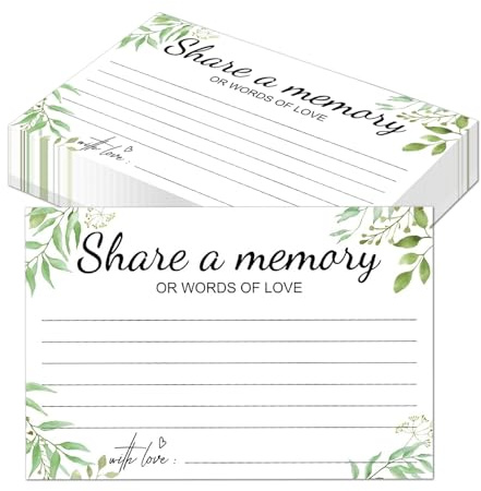 Leseogye 50Pcs Share a Memory Card, Funeral Memorial Cards, Memory Book Cards for Retirement, Memorial, Anniversary, Graduation, Birthday, Bridal Shower Game