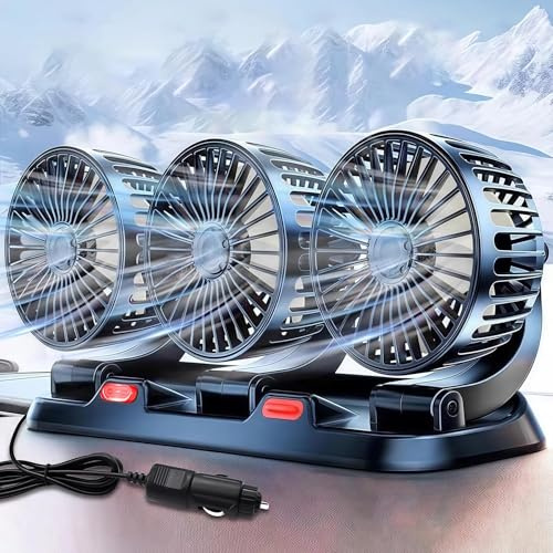 Sunshine smile Ventilatore auto per sedile posteriore, 12 V, ventilatore portatile girevole a 360°, ventola di raffreddamento a 2 velocità, per camper, mini ventilatore interno per camion, furgoni