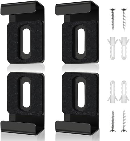 FINELYCR Spiegelhalterung Wand, 4 Stück Spiegelhalter, Schwarz Spiegel Halterung, Breite Einzelbohrung Spiegel Wandhalterung, mit Schrauben und Dübel, für Einer Dicke von 17–19 mm