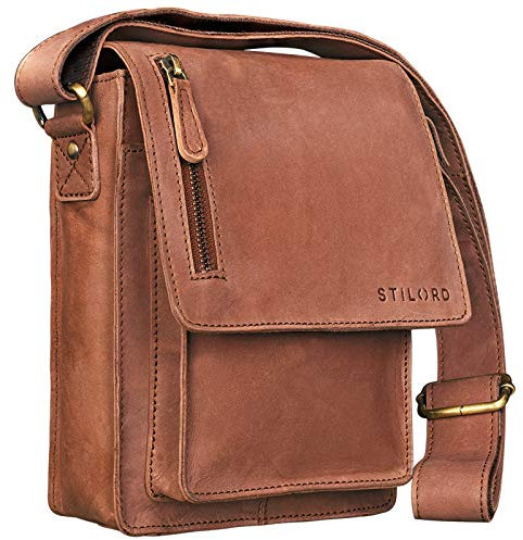 STILORD Herren-Umhängetasche braun - Kleine Vintage Schultertasche - 8,4 Zoll Messenger-Bag - Tablettasche aus echtem Büffel-Leder 'Finn'