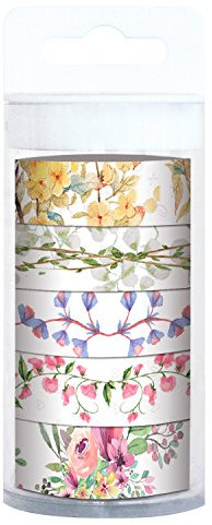 Ursus 58860001 - Masking Tape Set, Flora, Klebeband aus Papier, ca. 15 mm x 10 m, 5 Stück, einseitig bedruckt, lösungsmittel und säurefrei, ideal für Scrapbooking