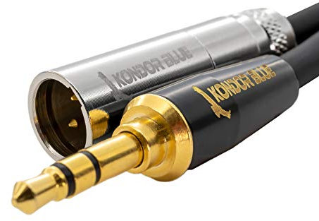 KONDOR BLUE Mini XLR to 3.5mm Mini Jack (1/8 inch) TRS Stereo Mic 6 inch Cable for Lapel Lavalier Microphones Pocket Cinema 4K Video Assist Rode Video Mic Pro + Sound Wireless Audio Receivers