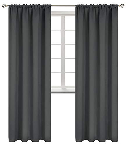 BGment Verdunkelungsvorhänge für Schlafzimmer, 213 cm lang, 2 Paneele – Stangentasche, wärmeisoliert, Raumverdunkelungsvorhang, Vorhänge für Wohnzimmer, 107 x 213 cm, Dunkelgrau