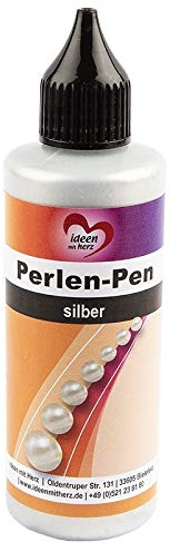 Ideen mit Herz Perlen-Pen XL, 82 ml Inhalt, auf Wasserbasis | Perlen-Optik für Papier, Textilien, UVM. (Silber)
