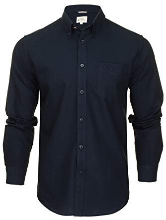Ben Sherman Men's Button-Down Collar Oxford Shirt, Long Sleeved, Regular Fit (Dark Navy (Embroidered Pocket Logo)) XL