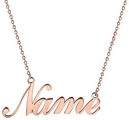 JewelryWe Schmuck Namenskette Damen Edelstahl Personalisierte Kette Halskette mit Name, Geschenk für Frauen, Freundin, Mutter, Schwester (Rosegold)