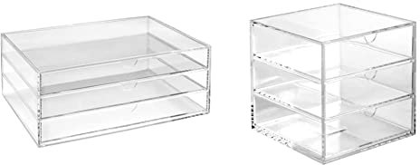 OSCO A3TSL Magazin mit 3 Schubladen aus klarem Acryl im Querformat farblos & klein transparent P0002 Medium (Cube)