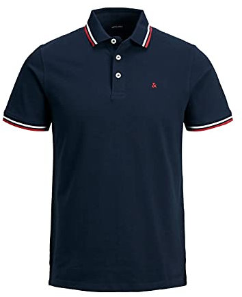 Jack and Jones Mens Tipped Pique Slim Fit Polo Shirt Navy Blazer XS